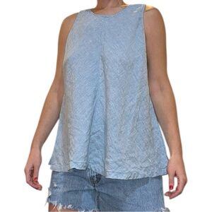 Linen Denim Blue Tank Top